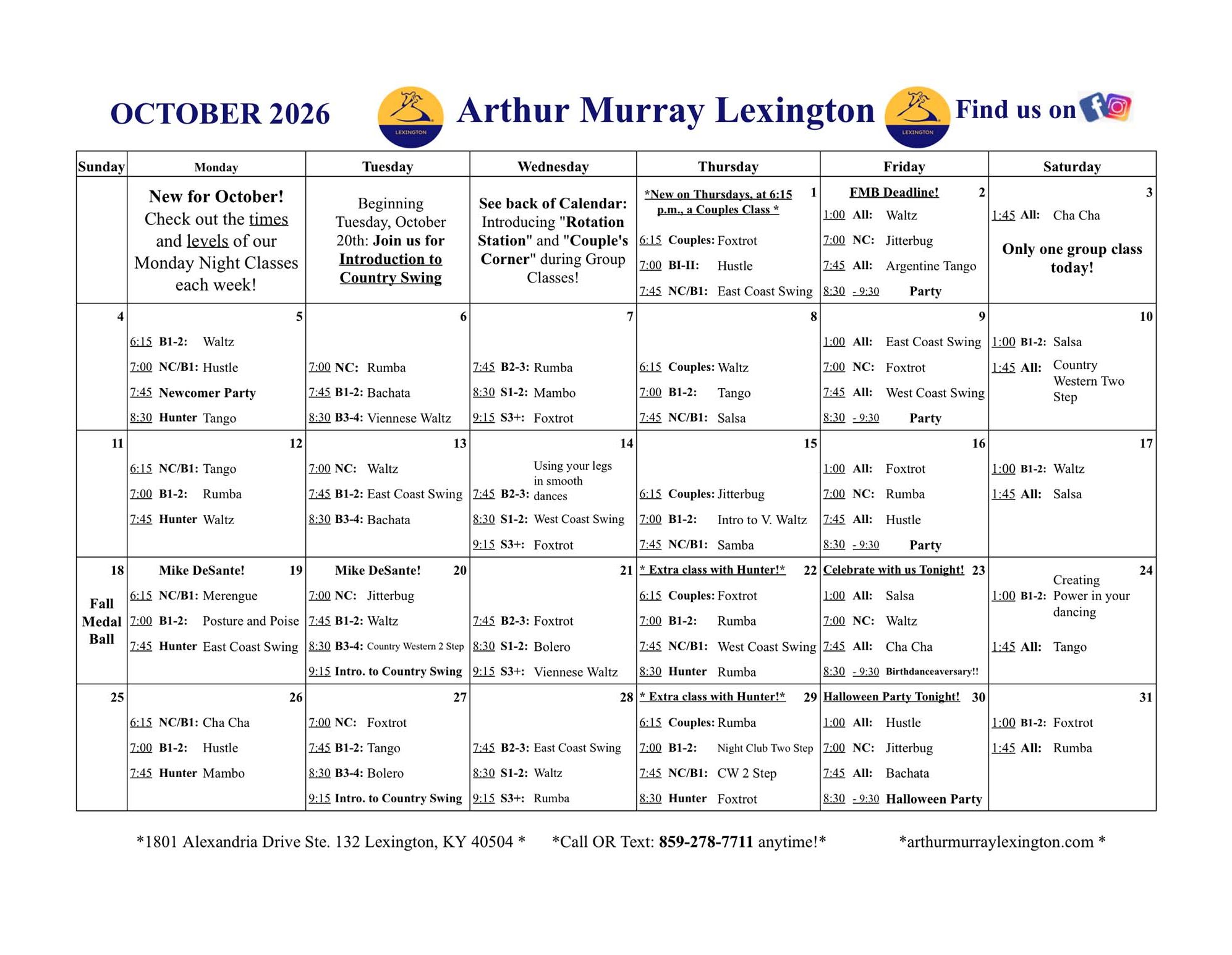 October 2026 Calendar